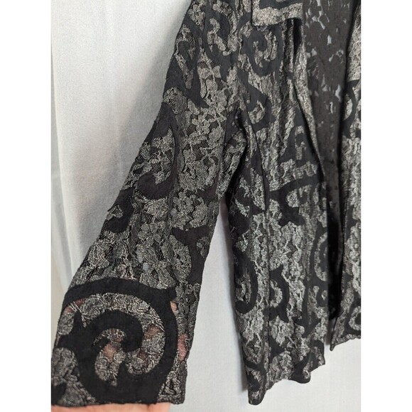 Chicos Jacket Womens Size 2/L Black‎ Lace Sheer Mature Career Office Whimsygoth - Picture 3 of 11